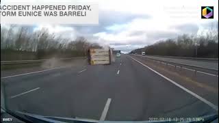 Strong Winds Topple Truck Near Oxford In UK