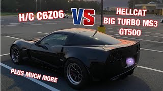 C6Z06 CORVETTE VS HELLCAT, GT500, BIG TURBO MS3, INCLUDING BLOWN UP FRS TURBO...