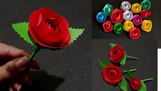 Homemade Beautiful Paper Rose// Diy paper rose flower// how to make beautiful flower at home