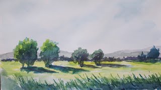 How to paint  a  landscape  , watercolor painting for beginners