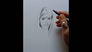 Tradditional Indian women drawing with pallu//pencil  drawing  of Indian women