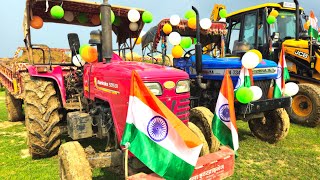 Sonalika Di-734 and Mahindra 585 Di Tractor with Fully overloaded Trolly and jcb 3dx plus pappu jcb