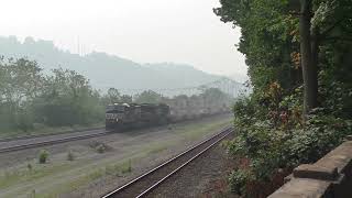 NS intermodal passes Sewickley, PA on a foggy day