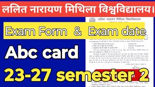 LNMU 23-27 session semester 2 exam form। exam date admit card download abc card जरूरी।