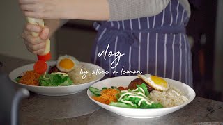 料理vlog/おうちでハワイ気分を味わう/ロコモコ /ガーリックシュリンプ/夫婦二人暮らし/二日間のお昼ごはんと深夜のおやつ作り