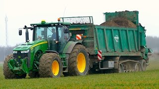 Spreading chicken manure | John Deere 8360R & Tebbe HS240 spreader on tracks | ERF