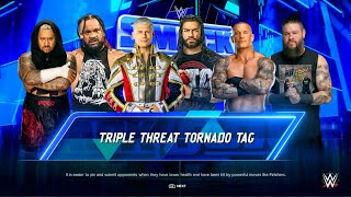 Team - Reigns & Rhodes Vs Sikoa & Fatu Vs Orton & Owens - Triple Tag Team Match | SmackDown WWE 2k24