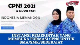 Formasi CPNS SMA Lulusan SMA 2021 Part 1