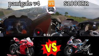 Ducati Panigale v4 🆚 Bmw s1000rr top speed battle #ducati #bmw #s1000rr #panigale v4