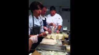 veggie U greg grossman, jeff chin and chefs buratta assembly line