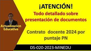 Documentos a presentar para contrato docente 2024 por Prueba Nacional