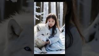 Babies with a Majestic White Wolf"#Ai#cute #fun #wolf #shorts