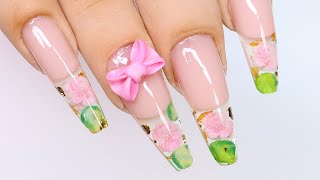 Clear Encapsulated Spring Flower Nails!