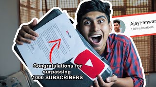 YOUTUBE SENT ME THE 1000 SUBS AWARD FOR THE FIRST TIME!!!