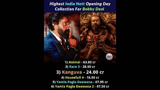 Highest India Net Opening Day Of Bobby Deol #animal #kanguva #housefull4 #race3 #bobbydeol #movie