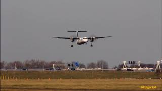 Flybe Dash Q8-400 landing at schiphol RW18R