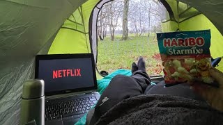 Rainy Solo Winter Camp with Netflix & Snacks