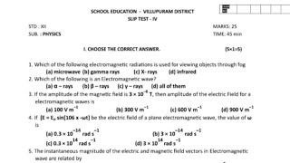 12th physics slip test 4 question paper 2024 Villupuram District