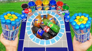 Experiment: Fanta of Coca Cola VS Popular Sodas VS Colorful Sugars Pepsi Cola And Mentos İn The Pool