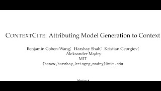 [QA] CONTEXTCITE: Attributing Model Generation to Context