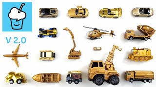 Golden Color cars vehicles collection tomica hotwheels Q car airplane concrete mixer