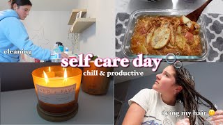 lets have a self care day 💙| nails, hair, chill & productive