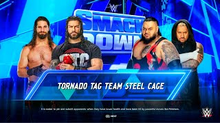 Roman Reigns & Seth Rollins Vs Solo Sikoa & Bronson Reed - Steel Cage Match | WWE 2k24