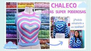 Chaleco CROCHET corazón - adaptable a SUÉTER - Inspo Chicas super poderosas | Lesly Vallejos 💗