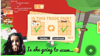 Testing my friend in Adopt me! Will she scam? #roblox