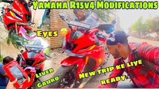 R15 v4 red Colour best Modifications accessorises || R15 v4 modifications @Sanjaybhaivlog302