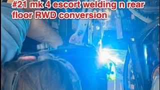 Welding in floor sections mk4 escort RWD conversion ex rs turbo Miata mx5 body swap