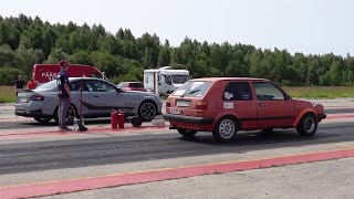 BMW M240i xDrive Coupe vs VW Golf II 2.8 12v VR6 1/4 mile drag race