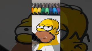 Drawing Homer Simpson With Posca Markers! #art #shortsfeed #simpsons