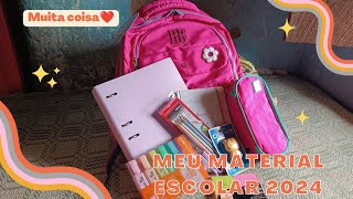 meu MATERIAL ESCOLAR completo 2024 ✨📚 eu tenho muita coisa 🩷