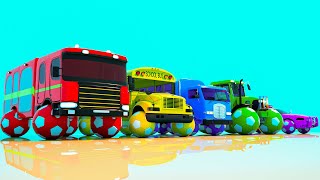 Hickory Dickory Dock Song - Firetruck and Bus Count Soccer Balls - Baby Nursery Rhymes & Kids Songs