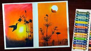 2 Type of Scenery Drawing - Easy oil Pastels for beginners