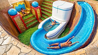 Building Underground Tunnel Water Slide Park To Toilet Swimming Pool And Underground Temple House