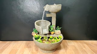 Beautiful table top fountain with pot making at home