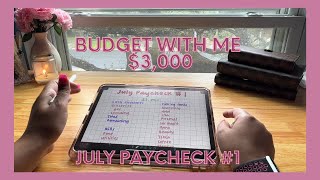 ✨BUDGET $3,000 WITH ME✨ July Paycheck #1 | Cash Envelopes, Sinking Funds, Savings Challenges #budget