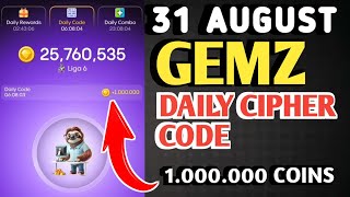 GEMZ DAILY CIPHER TODAY CODE 31 AUGUST 2024 | GEMZ DAILY CODE TODAY | GEMZ COIN DAILY CODE