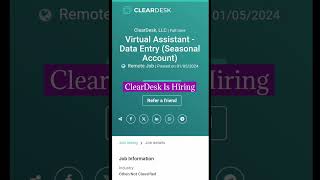 Cleardesk Is Hiring | Work From Home Job | Data Entry Job | Salary: Rs.42500/Month #trending #viral