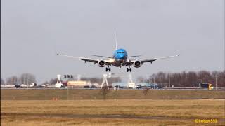 KLM boeing 737-800 landing RW18R at schiphol airport