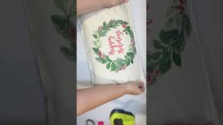 No Sew Christmas Pillow Dollar Tree DIY #christmasdiy  #dollartreediy  #dollartree #CraftyBeach