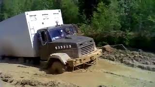 truck KRAZ 6X6 in hard off road   Краз 6Х6 тяжелое бездорожье