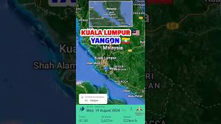 KUALA LUMPUR TO YANGON FLIGHT ROUTE MALAYSIA AIRLINES MH70 #fyp #airplane #aeroplane #aircraft #map