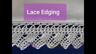 CROCHET LACE EDGING :. Easy 4 row repeat.