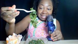 ASMR eating greens & Popeye's biscuits