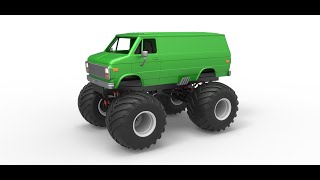 3D printable Monster Truck Van Scale 1:25 3D model view