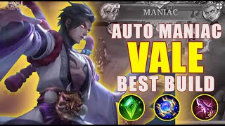 18 kill + MANIAC VALE One Shot Combo Kills!! Vale 100% Deadly - Build Top 1 Global Vale ~ MLBB