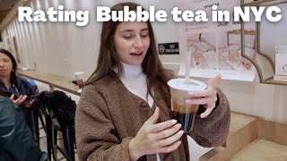 TASTE TESTING different BUBBLE TEA shops in NYC #tastetest #foodie #lifestylevlog #bubbletea